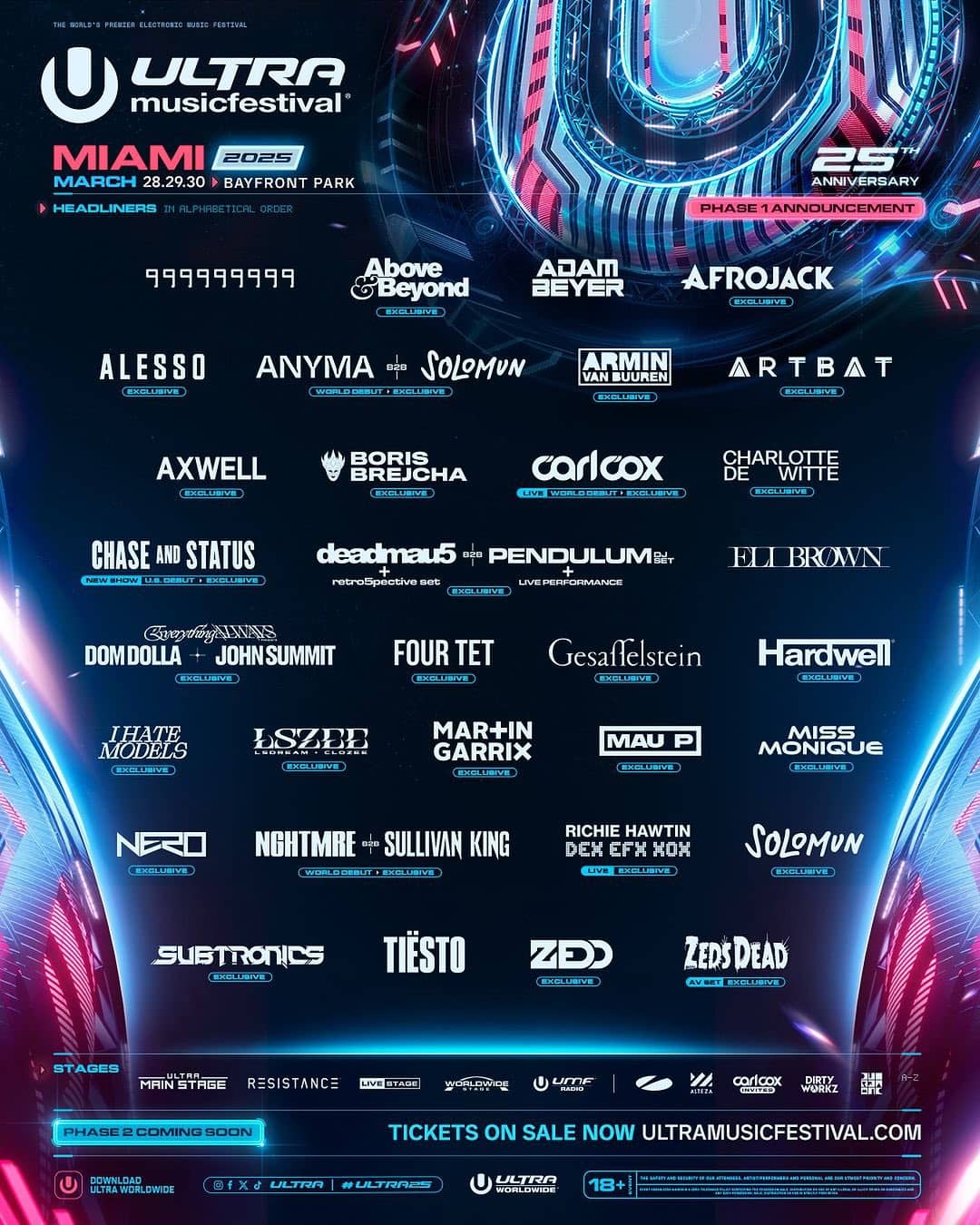 Ultra Miami 2024 - Phase 1 Lineup