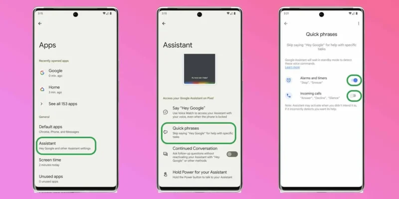 Google Assistant Quick Phrases