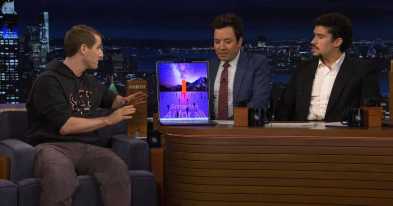 Jimmy Fallon and Bad Bunny Amazed by Linus Tech Tips at The Tonight Show