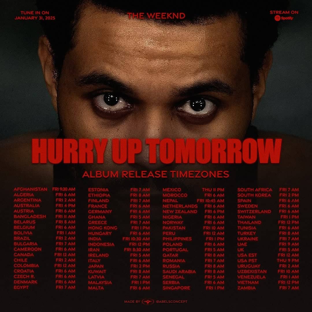 The Weeknd ― Hurry Up Tomorrow Release Time in Every Timezone