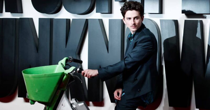 Timothée Chalamet Ditches Limos for a Lime Bike