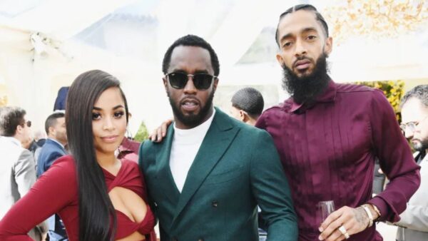 Lauren London, Diddy and Nipsey Hussle attend 2019 Roc Nation THE BRUNCH on February 9, 2019 in Los Angeles, California