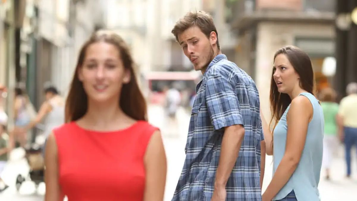 Man Looking at Another Woman meme