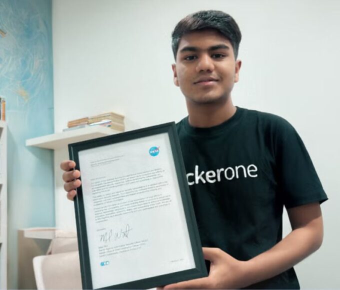 Md Shariar Shanaz Shuvon with an official letter of appreciation from NASA, for discovering a critical security flaw in its systems
