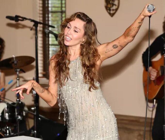 Miley Cyrus performs onstage during TikTok Presents 'Something Beautiful' Album Release Event