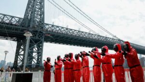 A fan event in Brooklyn on Friday to publicize the third season of Squid Game