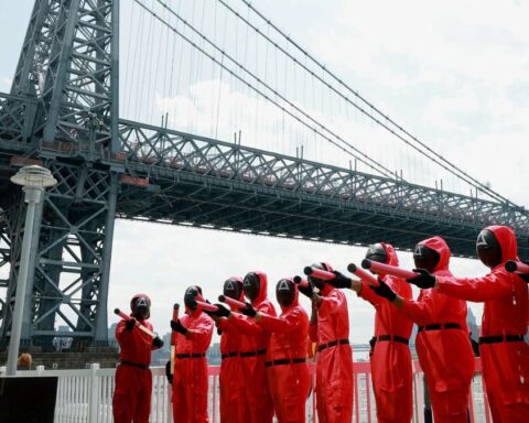A fan event in Brooklyn on Friday to publicize the third season of Squid Game