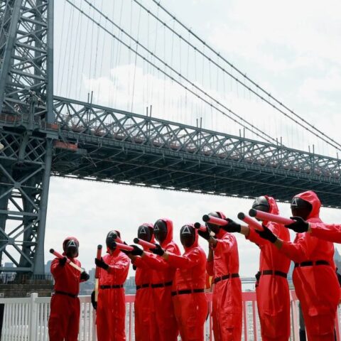 A fan event in Brooklyn on Friday to publicize the third season of Squid Game