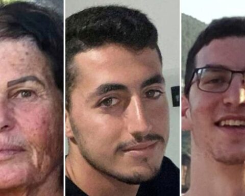The hostages (l-r) Ofra Keidar, Yonatan Samerano and SSgt Shay Levinson