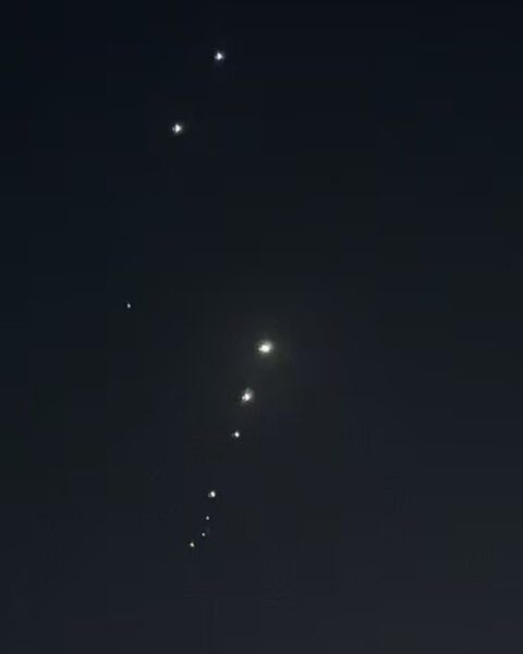 Traces are seen in the sky after Iran's armed forces say they targeted The Al-Udeid base in a missile attack, as seen from Doha, Qatar, June 23, 2025.