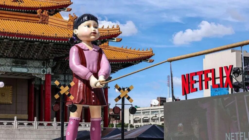 A giant killer doll, among other motifs of Squid Game, were part of a parade celebrating the show's final season