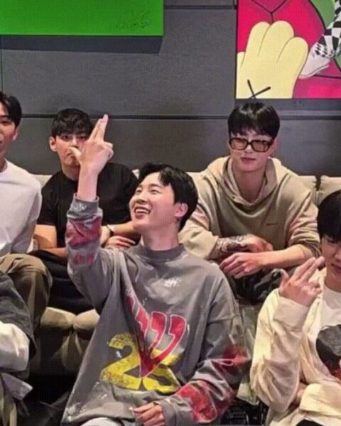 BTS members participate in a Weverse livestream, Tuesday evening