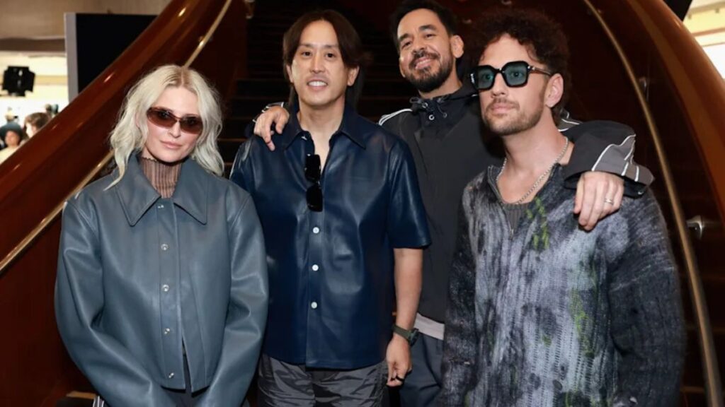 Emily Armstrong, Joe Hahn, Mike Shinoda, and Colin Brittain of Linkin Park