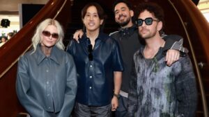 Emily Armstrong, Joe Hahn, Mike Shinoda, and Colin Brittain of Linkin Park