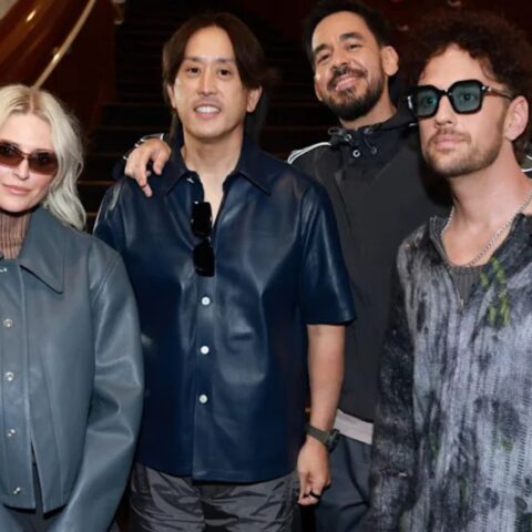 Emily Armstrong, Joe Hahn, Mike Shinoda, and Colin Brittain of Linkin Park