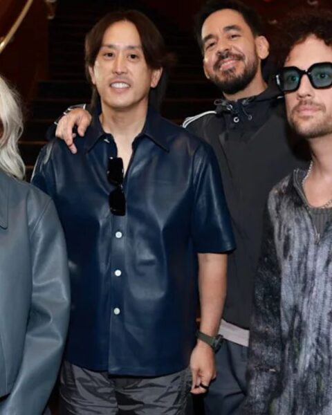 Emily Armstrong, Joe Hahn, Mike Shinoda, and Colin Brittain of Linkin Park