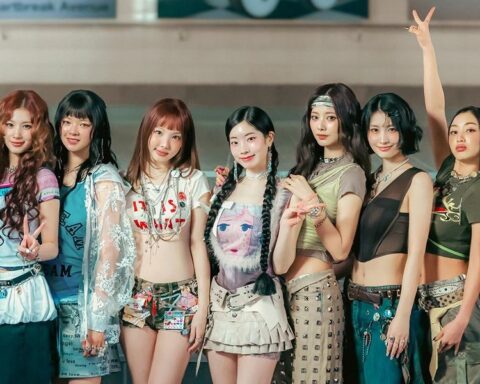 From left are TWICE members Mina, Sana, Jeongyeon, Nayeon, Dahyun, Tzuyu, Momo, Jihyo and Chaeyoung.