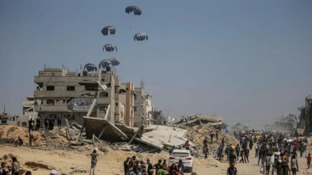 Jordan began dropping aid over the Gaza Strip on Sunday