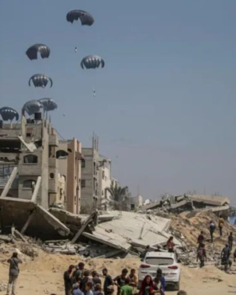 Jordan began dropping aid over the Gaza Strip on Sunday