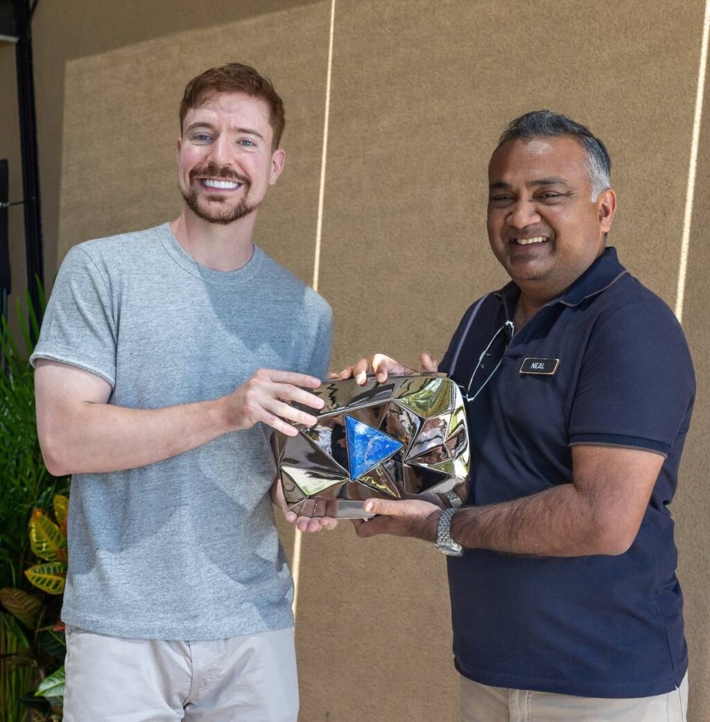 MrBeast Receives Custom 400 Million Subscriber Play Button from YouTube CEO
