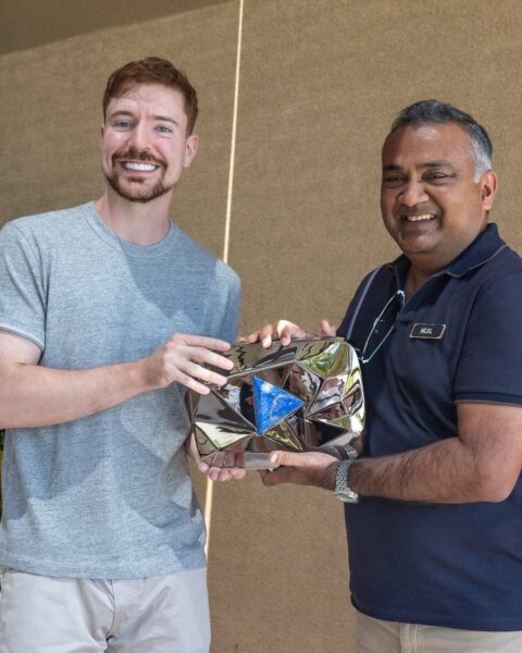MrBeast Receives Custom 400 Million Subscriber Play Button from YouTube CEO