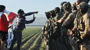 On July 10, federal agents blocked people protesting an ICE immigration raid at a cannabis farm near Camarillo, California.