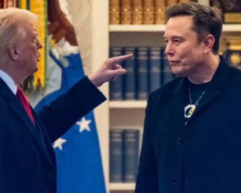 President Donald Trump (left) said that DOGE might go back and ‘eat’ Elon Musk (right)