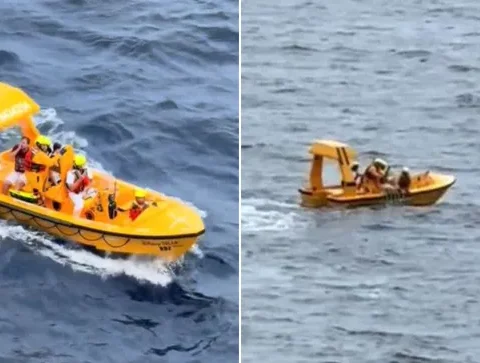The father and daughter were rescued from the water and safely taken back to the ship