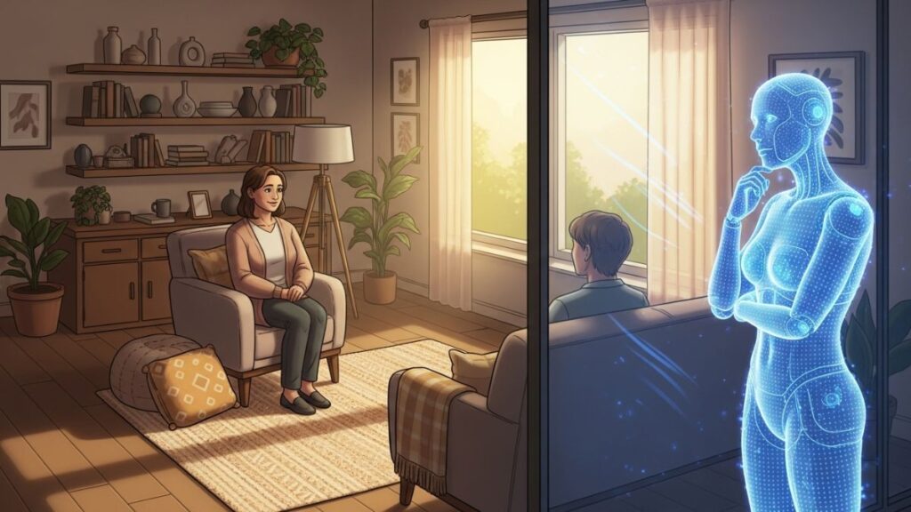 AI Overlooking Human Therapist