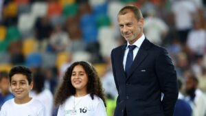 Palestinian Refugee Children Join UEFA Super Cup Medal Ceremony