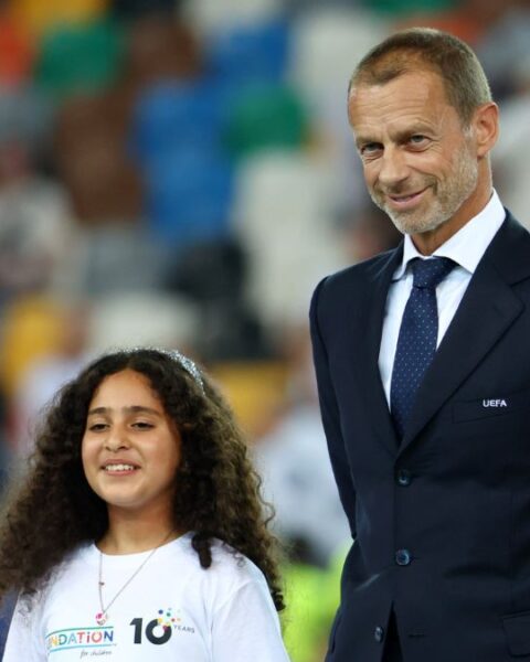 Palestinian Refugee Children Join UEFA Super Cup Medal Ceremony