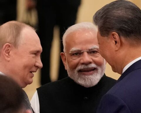 China, Russia and India Leaders Join Hands in Tianjin, China, on Sunday