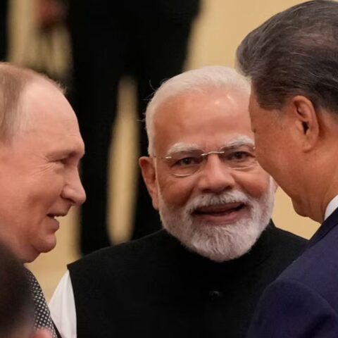 China, Russia and India Leaders Join Hands in Tianjin, China, on Sunday
