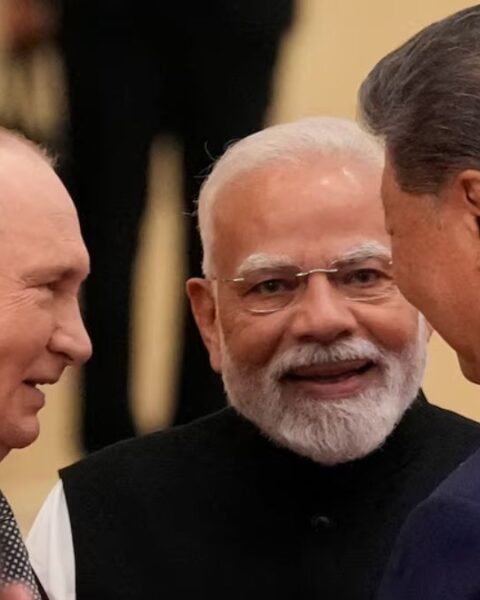 China, Russia and India Leaders Join Hands in Tianjin, China, on Sunday