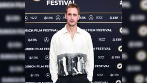 Alexander Skarsgård Wears NSFW Shirt at Pillion Photocall