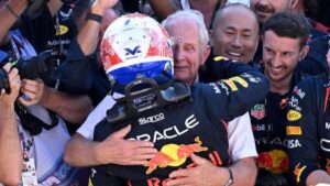 Helmut Marko Hugging Max Verstappen