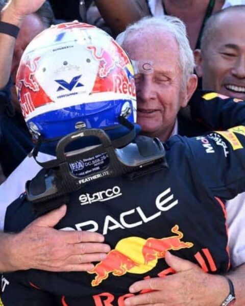 Helmut Marko Hugging Max Verstappen