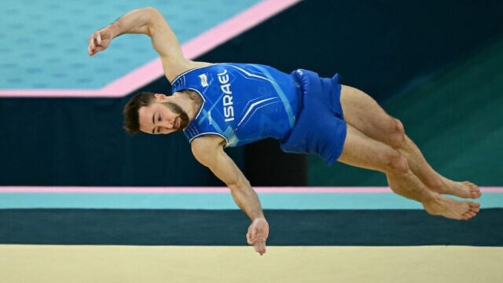 Israel's Artem Dolgopyat competes in the artistic gymnastics men's floor exercise final during the 2024 Olympic Games in Paris, on August 3, 2024.