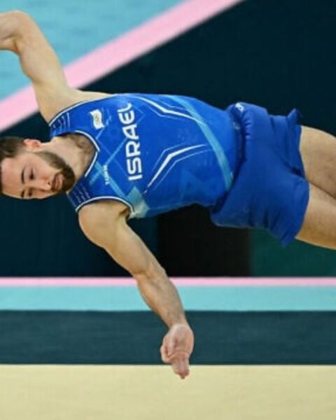 Israel's Artem Dolgopyat competes in the artistic gymnastics men's floor exercise final during the 2024 Olympic Games in Paris, on August 3, 2024.