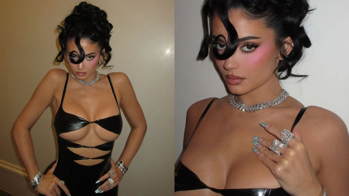 Kylie Jenner in Black Latex Dress