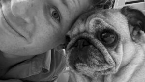 Robert Irwin with pug Stella on Instagram in his announcement that she has cancer.