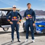 Arvid Lindblad with Max Verstappen in Ford Challenge