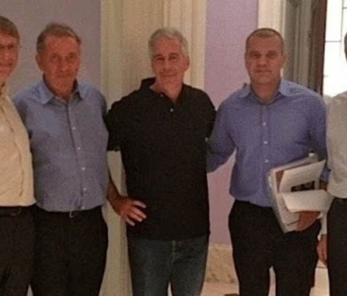 Bill Gates with Jeffrey Epstein with others