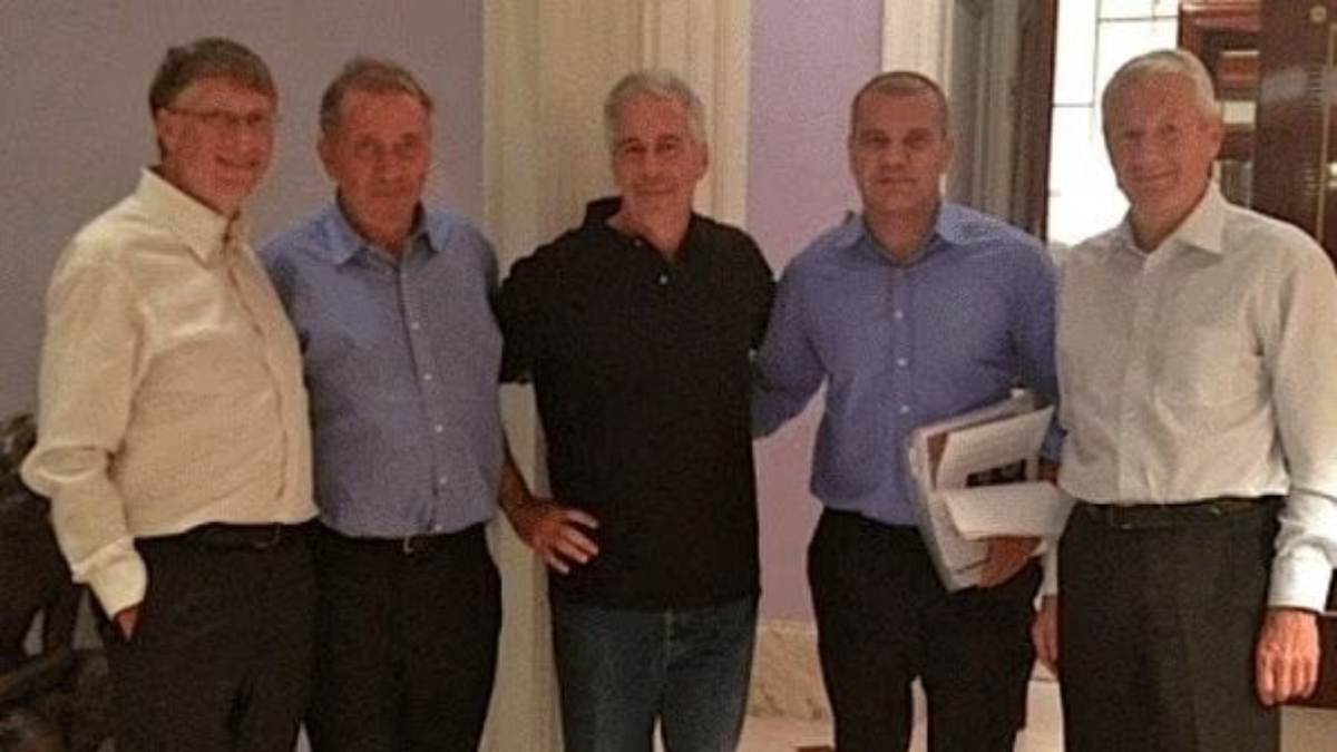Bill Gates with Jeffrey Epstein with others