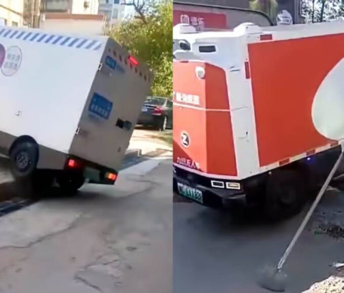 Chinas Autonomous Vans Struggle in Viral Clips