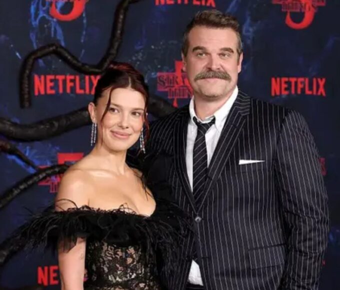 David Harbour with Millie Bobby Brown