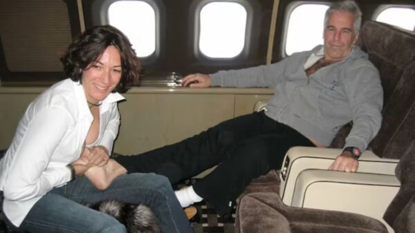Jeffrey Epstein with Ghislaine Maxwell on his private jet, Lolita Express