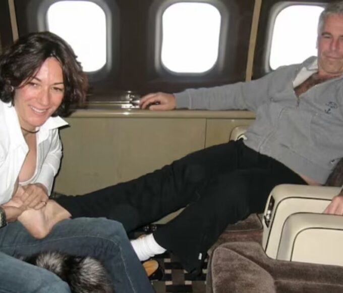 Jeffrey Epstein with Ghislaine Maxwell on his private jet, Lolita Express