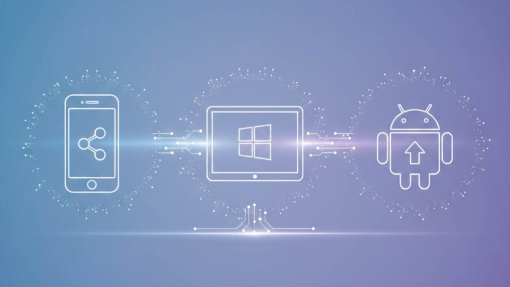 This Free Tool Lets You Share Files Between iPhone, Windows, and Android, editorial image with proper icons, no text