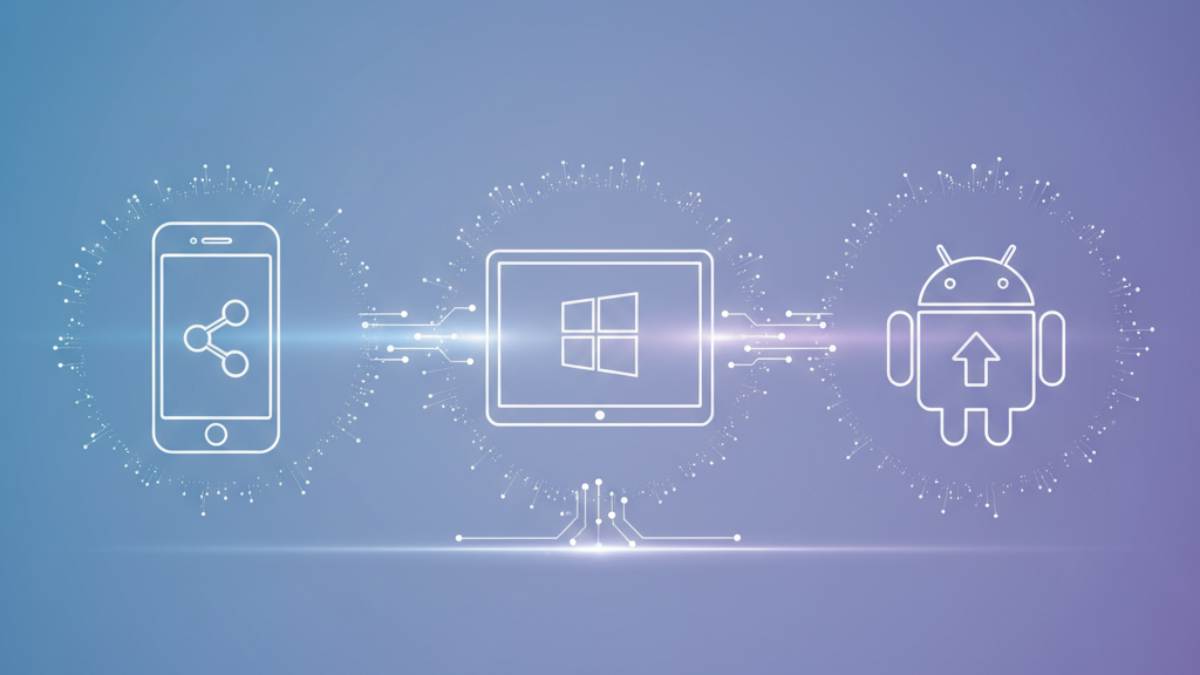 This Free Tool Lets You Share Files Between iPhone, Windows, and Android, editorial image with proper icons, no text